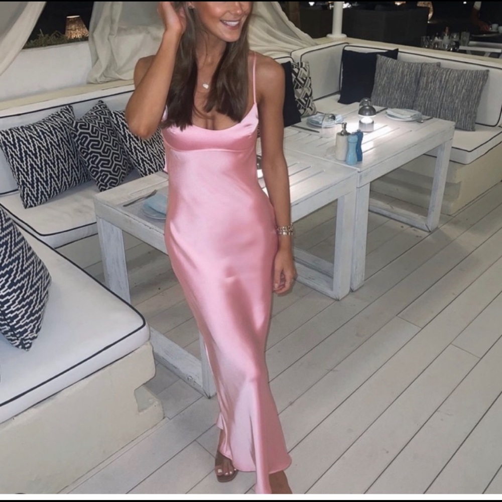 Zara SATIN Pink dress Viral tik tok - Picture 5 of 7